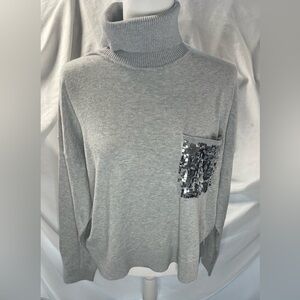 EUC DKNY Sequin Pocket Turtleneck Sweater Size Large